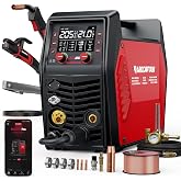 ARCCAPTAIN MIG205 Pro MIG Welder 205A 120V 240V 6-in-1 Aluminum Welding | APP Control, Large Screen, Gas MIG/Flux Core/Spool Gun/MMA/Lift TIG/Spot Welding Professional Welding Machine Garage Repair