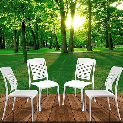 Spinecare Series 2109 - by Italica Furniture with Ergonomically Designed Swingback for Complete Back Support for Indoor, Outdoor, Restaurant, Classroom and Dining Room (Matte Finish, White, Set of 4)