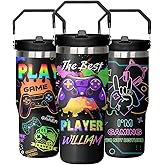 DDPODNQAK Gamer Tumbler 30oz, Game Lovers' Ideal Gift, Funny Birthday Present for Men, Teen Boys, Boyfriend & Girls, Stainless Steel Tumbler with Handle