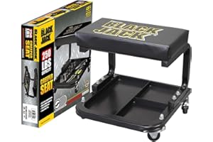 Torin Rolling Creeper Seat,Black, Large,Padded Mechanic Stool with Tool Tray Storage, Garage/Shop Seat