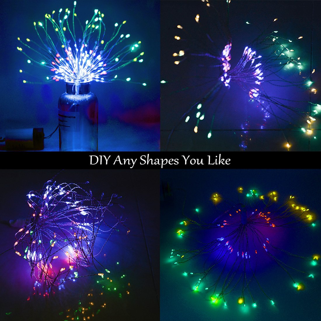 Battery Operated String Lights- 100 LED Fairy Lights with Remote and Timer (8 Modes, Dimmable, IP65 Waterproof, RGB Color Changing ) for Bedroom Patio Indoor Party Garden Outdoor