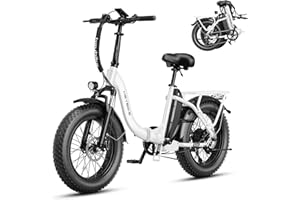 Heybike Ranger Electric Bike for Adults, Peak 1400W Upgraded Motor Ebike, 28MPH [20" Fat Tire All-Terrain] 600Wh Removable Battery Folding Step-Thru E Bike with Front Suspension