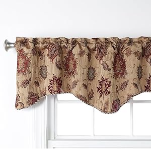 Stylemaster Home Products Renaissance Home Fashion Melbourne Chenille Scalloped Valance with Cording, 52 by 17-Inch, Wheat