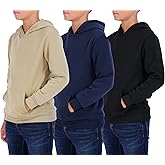Real Essentials 3 Pack: Youth Fleece Long Sleeve Soft Pullover Hoodie Sweatshirt - Boys & Girls