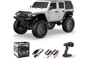 FLYCOLOR RCS24 Off Road 1/24 RC Truck 4x4 Off Road Crawler Climbing Vehicle All Terrain RC Monster Truck Remote Control Car with Bright Headlight 2 Batteries Waterproof Hobby Toys(RTR White)