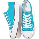 FRACORA Womens White Black Canvas Sneakers Low Top Canvas Shoes for Women Tennis Shoes