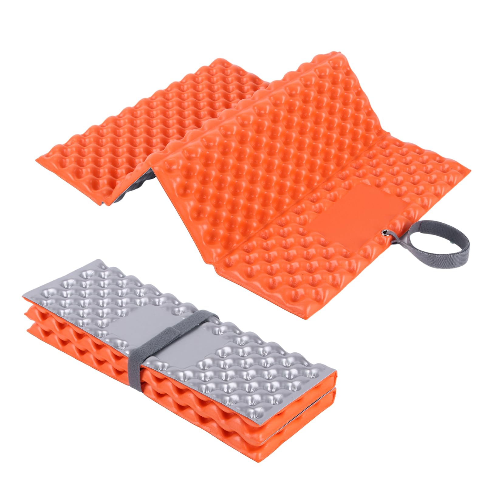 Fadcaer 2 Pieces Folding Foam Mat,Ultralight Hiking Sit Mat,Foam Camping Pad With Egg Nest,IXPE Outdoor Cushion,Durable Stay Warm Waterproof MoistureProof Sitting for Picnic Climbing (Orange)