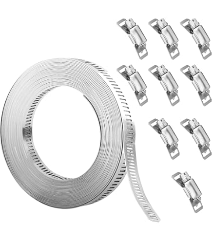40FT 304 Stainless Steel Hose Clamp Assortment Kit With 15 Fasteners,Large Adjustable Worm Gear Pipe Strap Clamps,Metal Hose Clamp Kit,Pipe Clamps For Pipes Tubes Cables, Pipe Clamps - Canada - View #10