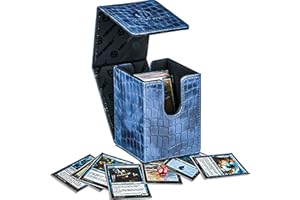 HENWEI Premium Game Card Deck Box - Holds 80 Standard Cards - Durable Crocodile Leather Texture - Magnetic Closure - Ideal for Magic: The Gathering, and Other TCGs,Blue