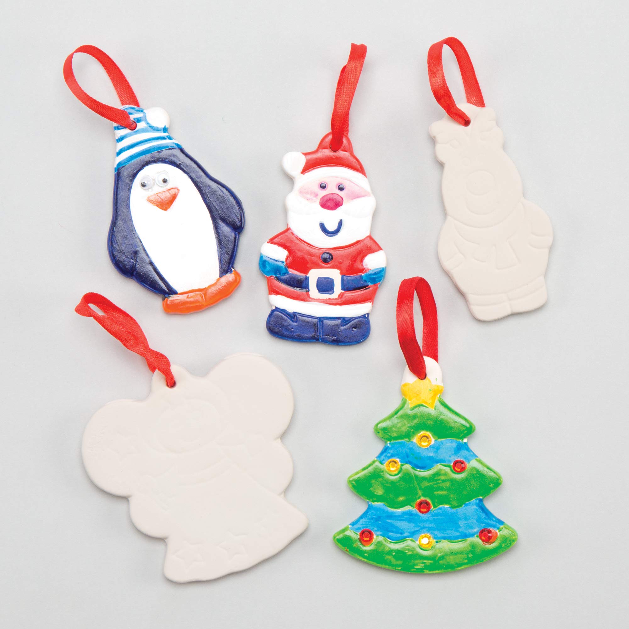 Baker Ross Ceramic Tree Decorations (Pack of 6), Perfect for Children to Paint and Decorate, Ideal for Kids Arts and Crafts Projects