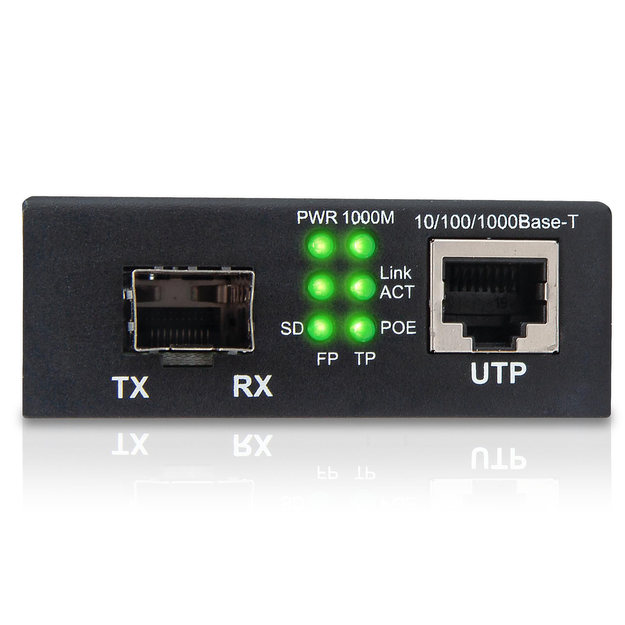 Intellinet 508216 Gigabit PoE+ Media Converter, 1 x 1000Base-T RJ45 Port to 1 x SFP Port, PoE+ Injector