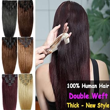 Amazon Com Fut 100 Real Human Hair Remy Hair Extensions Clip In
