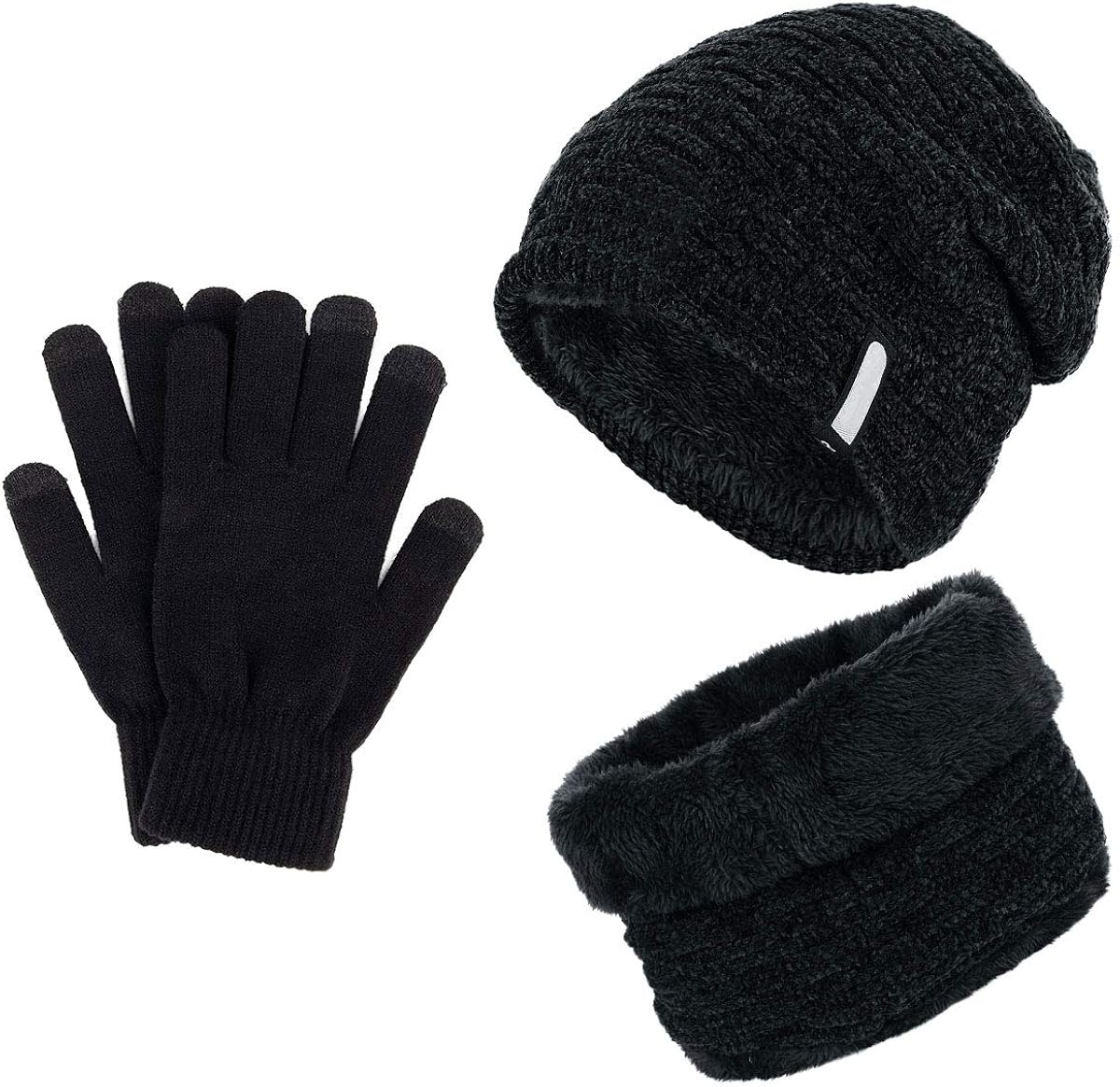 black hat and scarf set