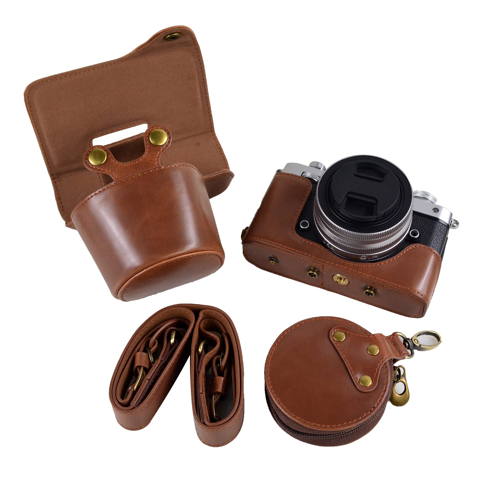 MUZIRI KINOKOO Case for Nikon ZFC Camera, PU Leather Carrying Case Bag Compatible for NIKON Z fc Zfc and 16-50mm f/3.5-6.3 or 28mm f/2.8 SE Lens with Adjustable Shoulder Strap - Coffee