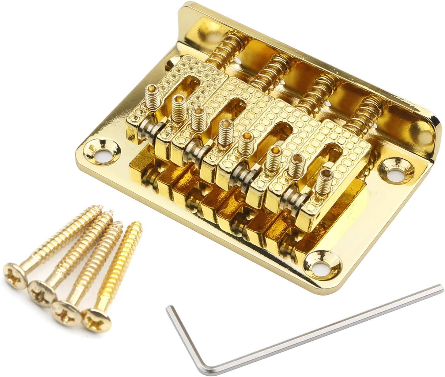 Swhmc 4 String Ukelele Guitar Bridge Roller Saddle Guitar Top Loading Hard-Tail Tailpiece for Cigar Box Guitar Gold