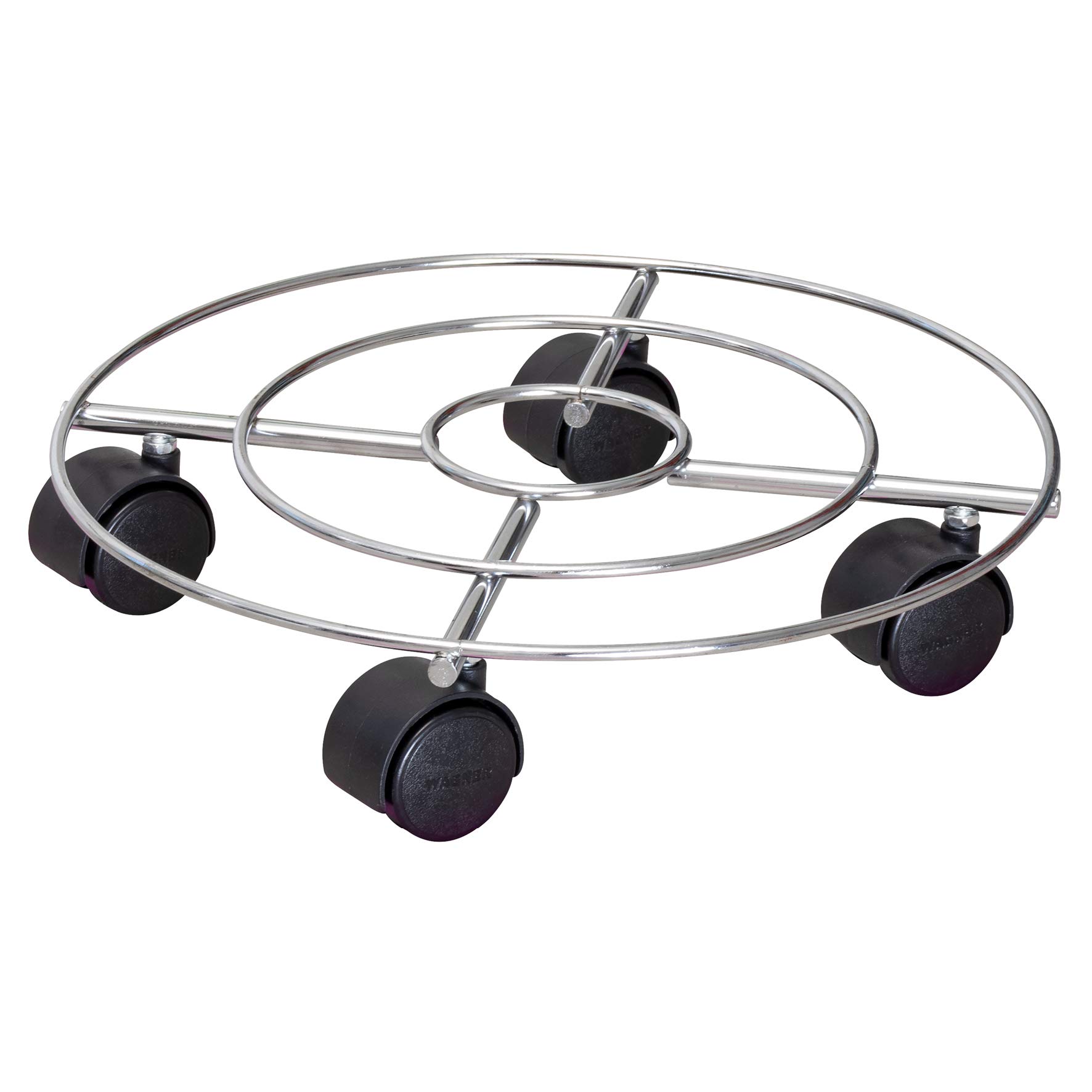 WAGNER Plant trolley CHROME Ø 30 x 6,5 cm I Plant trolley for indoor use I Flower trolley made of chrome-plated steel I Shiny silver container trolley, chrome I Load capacity 60 kg - 20092901