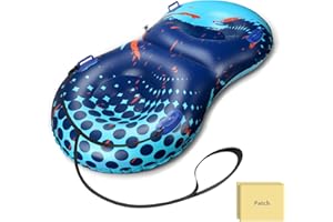 Snow Tube with Towable Tow Rope, UOLUUK 2 Persons Heavy Duty Inflatable Sled for Kids & Adults Premium Abrasion-Resistant Thickened Bottom Sledding for Outdoors
