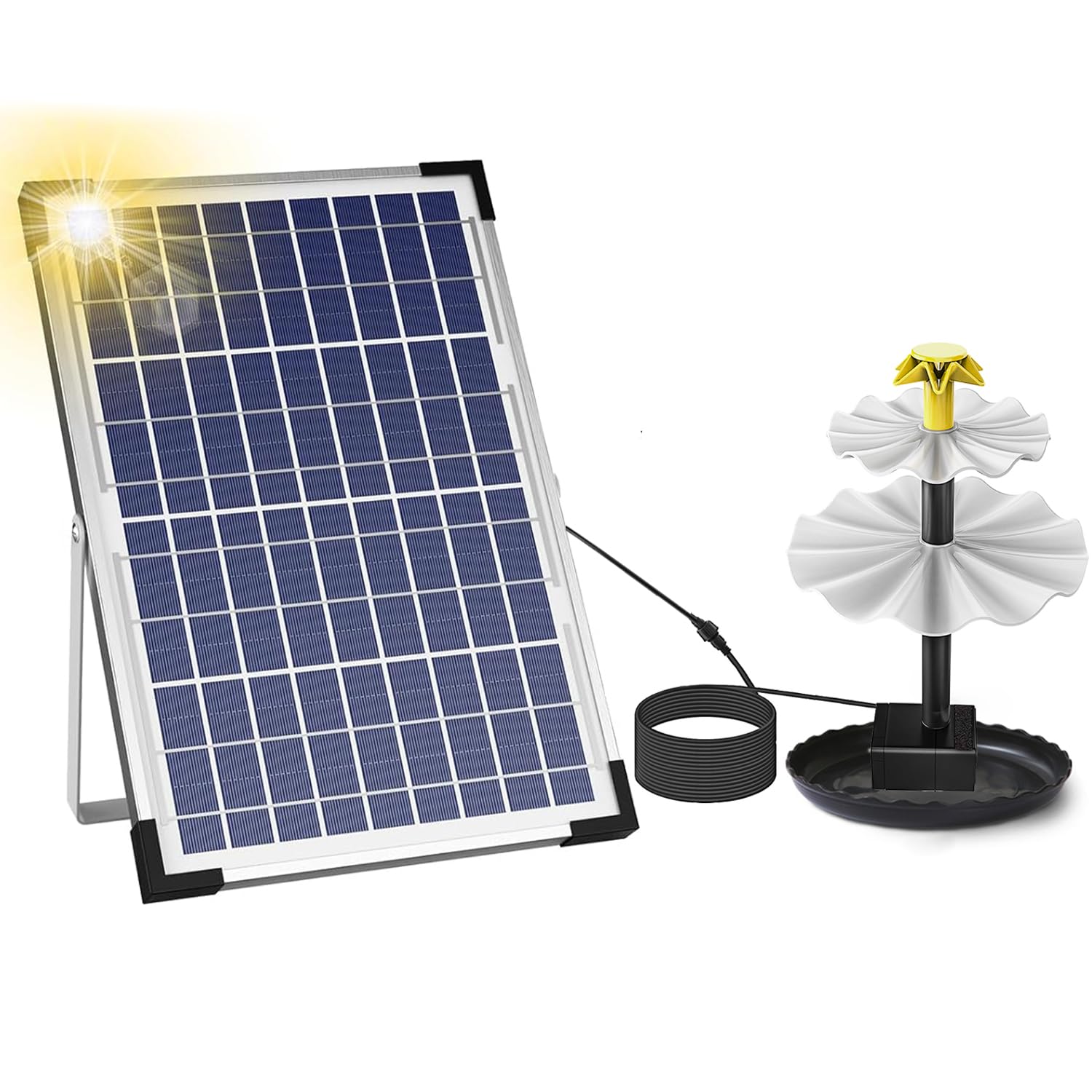 Photo 1 of Lewisia 10W Solar Bird Bath Fountain 3-Tier Water Pump Set with Fruit Top Solar Powered Waterfall Feature for Birdbath Garden Backyard Pond Pool Outdoor Decoration