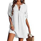 AI'MAGE Swimsuit Coverup for Women Bathing Suit Beach Cover Up Dress Shirt V Neck Bikini Beachwear S-3XL