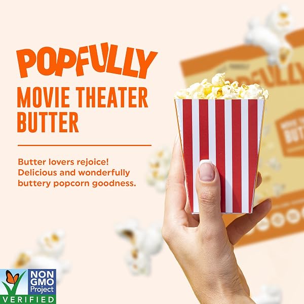 POPFULLY MOVIE THEATRE BUTTER POPCORN FULLY POPS, SHARING BAGS, BUTTERY FLAVOR, BIG POP, MICRO POPCORN BAGS, 3-PACK