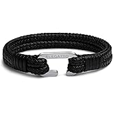 Elegatto Meraki Premium Double Braided Leather Bracelet for Men | Full-Grain Leather with Silver Polished Stainless Steel C-Clasp | Men’s Designer Bracelets