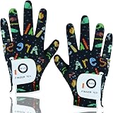 FINGER TEN Kids Golf Gloves All Weather Left Right Pair Small Black