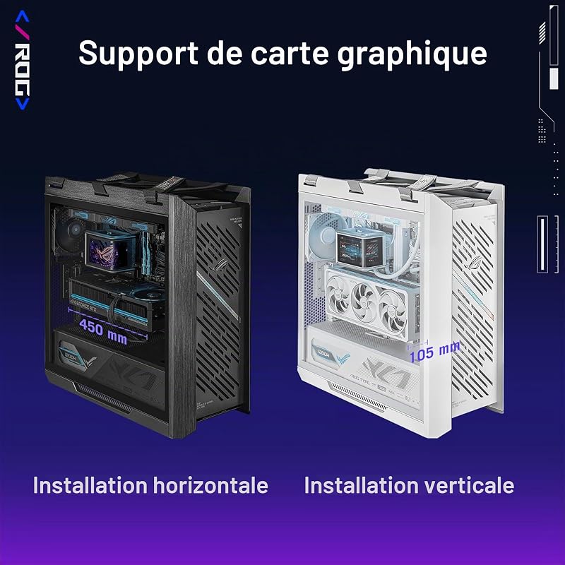 ROG Strix Helios II White Edition – Boîtier Gaming EATX (Panneaux latéraux en Verre trempé Double, Prend en Charge Les Cartes Graphiques jusqu'à 450 mm et radiateurs jusqu'à 420 mm de Long)