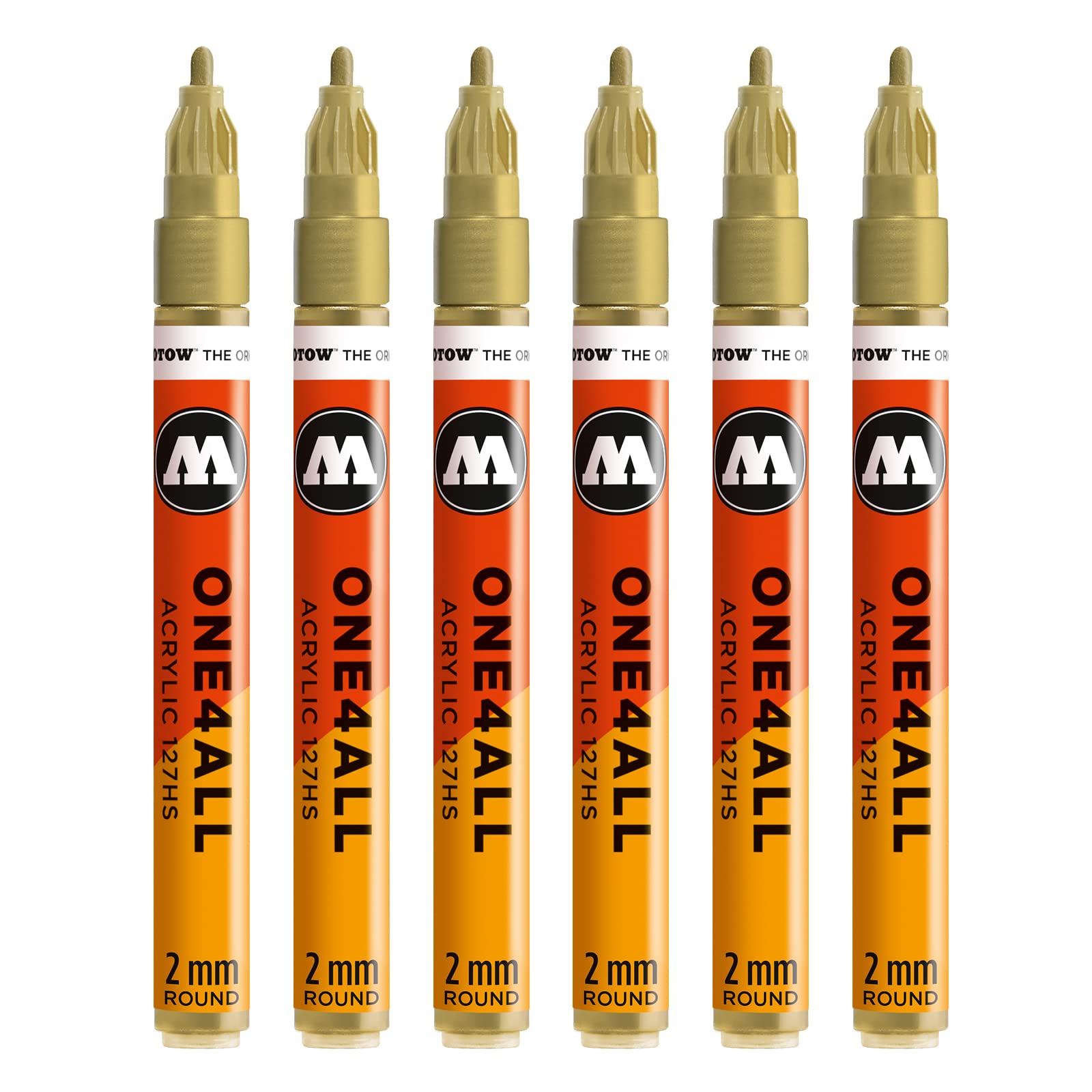 Molotow MO127306 One4All 127HS # 228 Marker Pen – Metallic Gold – Pack of 6