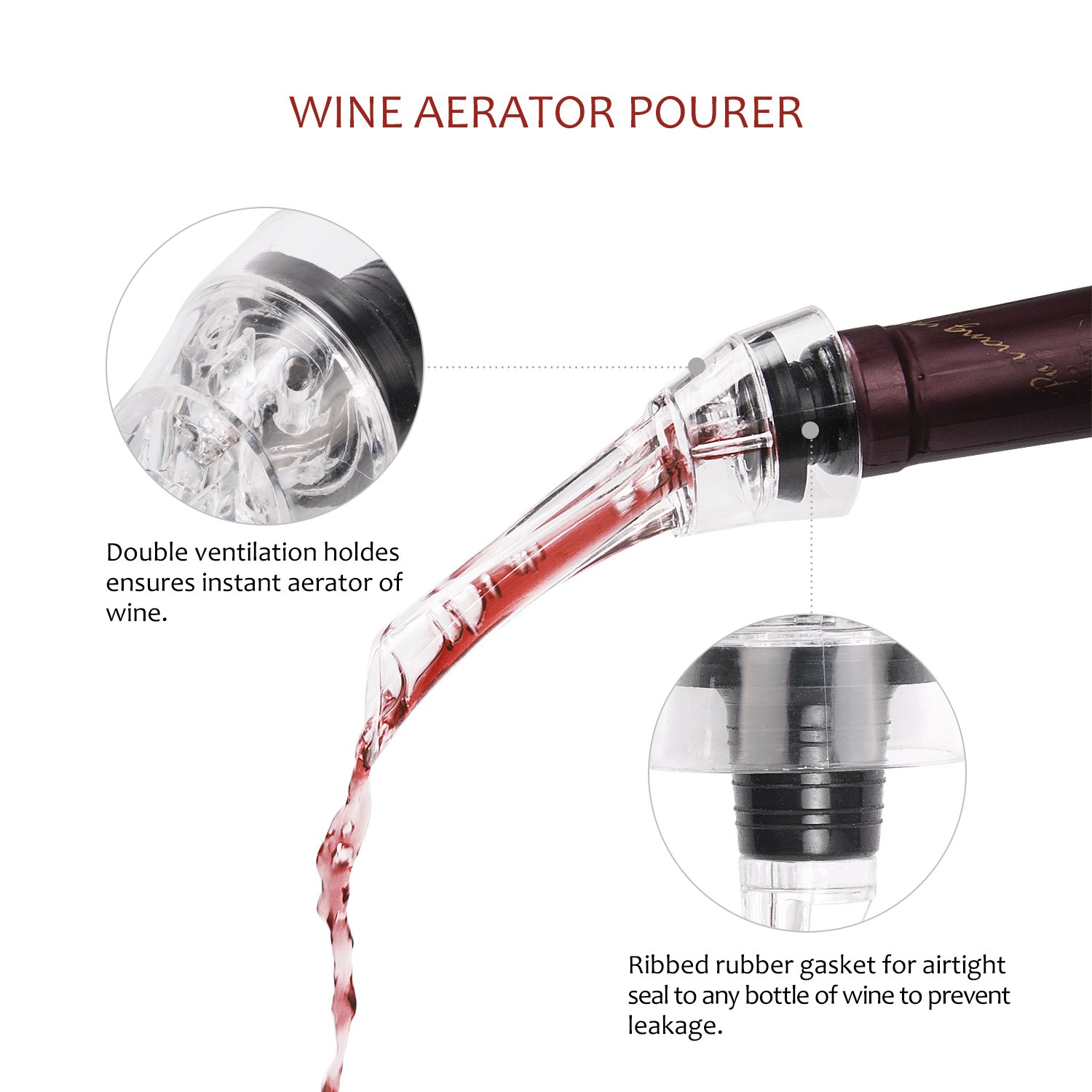 Wine Opener Corkscrew Set, 7 Pieces Wine Bottle Accessories Gift Kit, Rabbit Screwpull, Wine Stopper, Pourer, Foil Cutter and Extra Screw In Deluxe Leather Box by Kato, Free Drink Marker Stickers