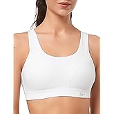 Yvette Adjustable Molded Cup Supportive Sports Bras - High Impact Wireless Bra for Large Breasts