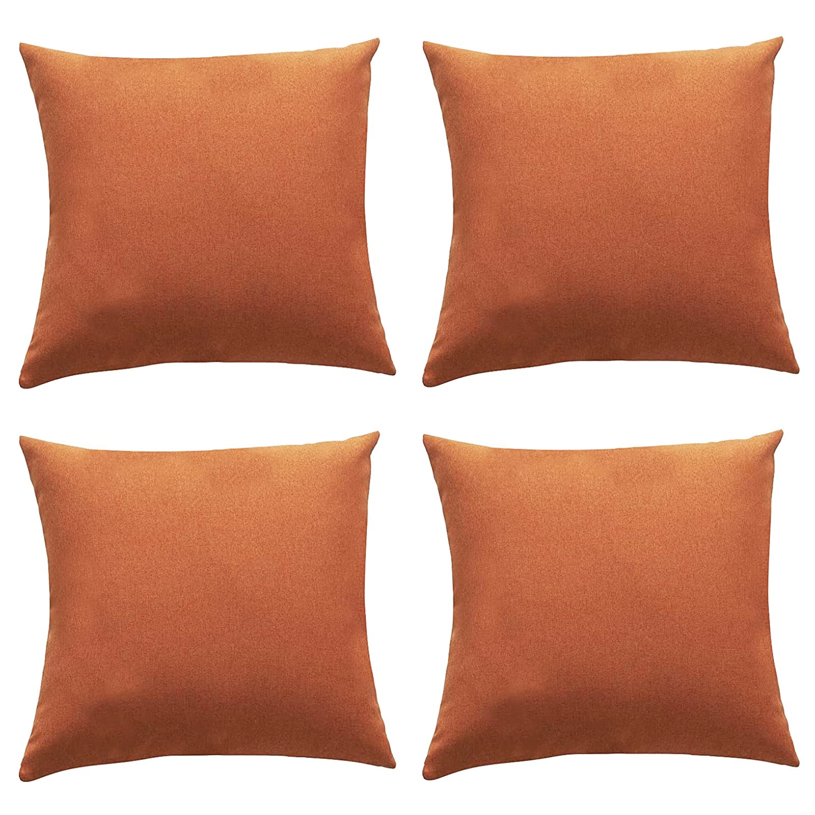 MINGPINHUIUS Outdoor Waterproof Cushion Cover, Pack of 4 Throw Pillow Covers Waterproof Garden Cushion Case Linen Square Pillow Cases for Patio Tent Balcony Couch Sofa, 18"x18"(45x45cm) - Orange