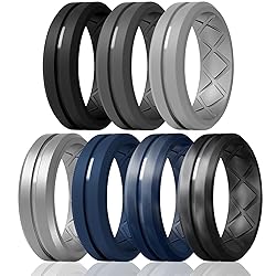 MIROMIHO Silicone Rings for Men 4/7 Multipack of