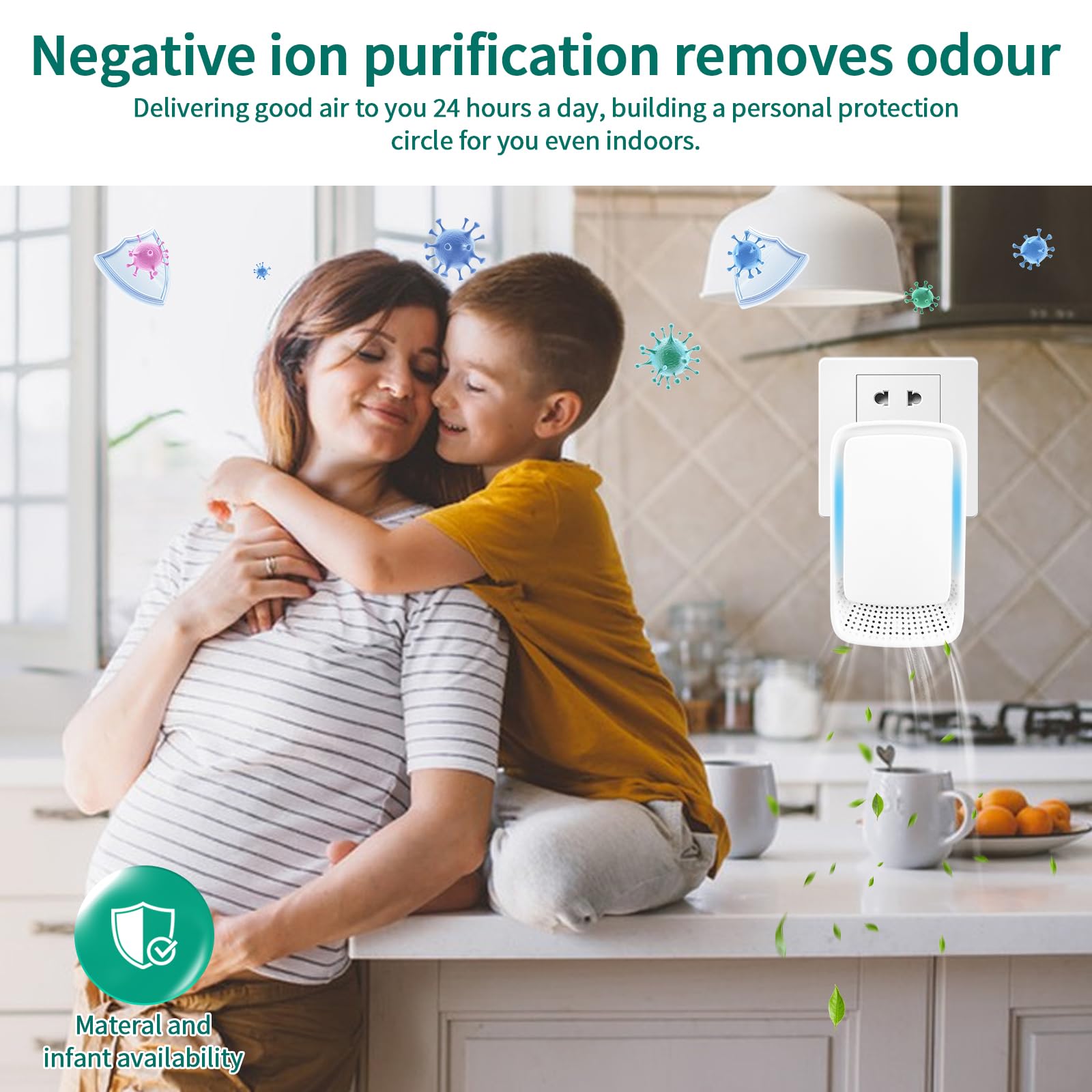 Plug-In Ionic Air Purifier (4), Home Air Ionizer, Silent Filterless Air Purifier, Silent Filterless Air Purifier for Home, Portable Negative Ion Air Freshener for Pet Odors, Dust, and Smoke.