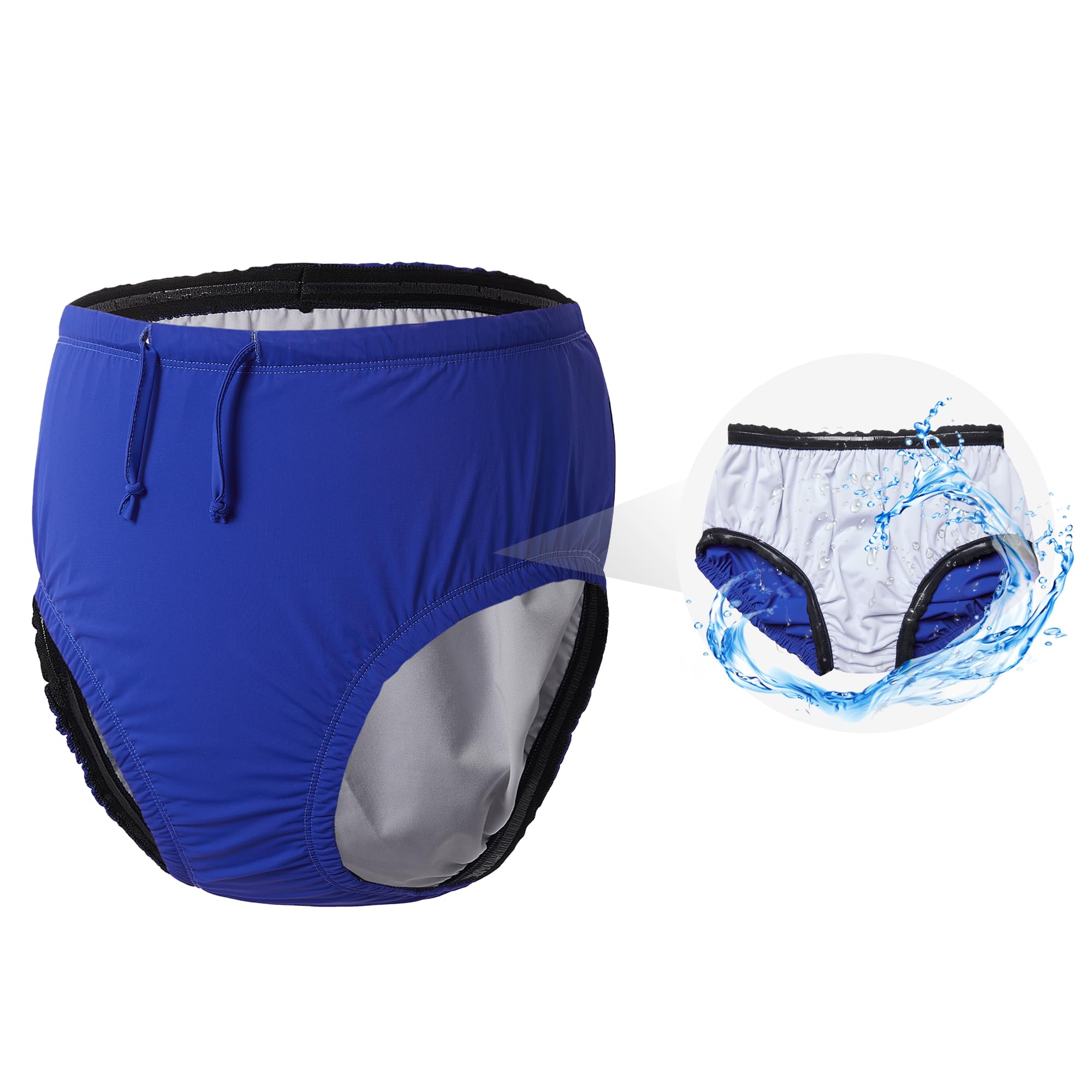 Photo 1 of Reusable Swim Diapers for Adults Waterproof Leakproof Incontinence Swimwear Underwear for Men and Women with Special Needs?Blue?M?
