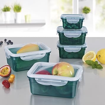 GOURMETmaxx 02653 Frischhaltedosen klick-IT, 10-tlg. Luftdichte Aufbewahrungsboxen mit flexiblem Deckel, Geeignet für Mikrowe