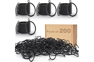 FULYCIN Curtain Rings 200Pack Black Metal Curtain Ring with Eyelets, 1.5 inch Inner Diameter Drapery Rings Apply for Curtain Rods(Fits Up to 1.25-Inch Curtain Rods)