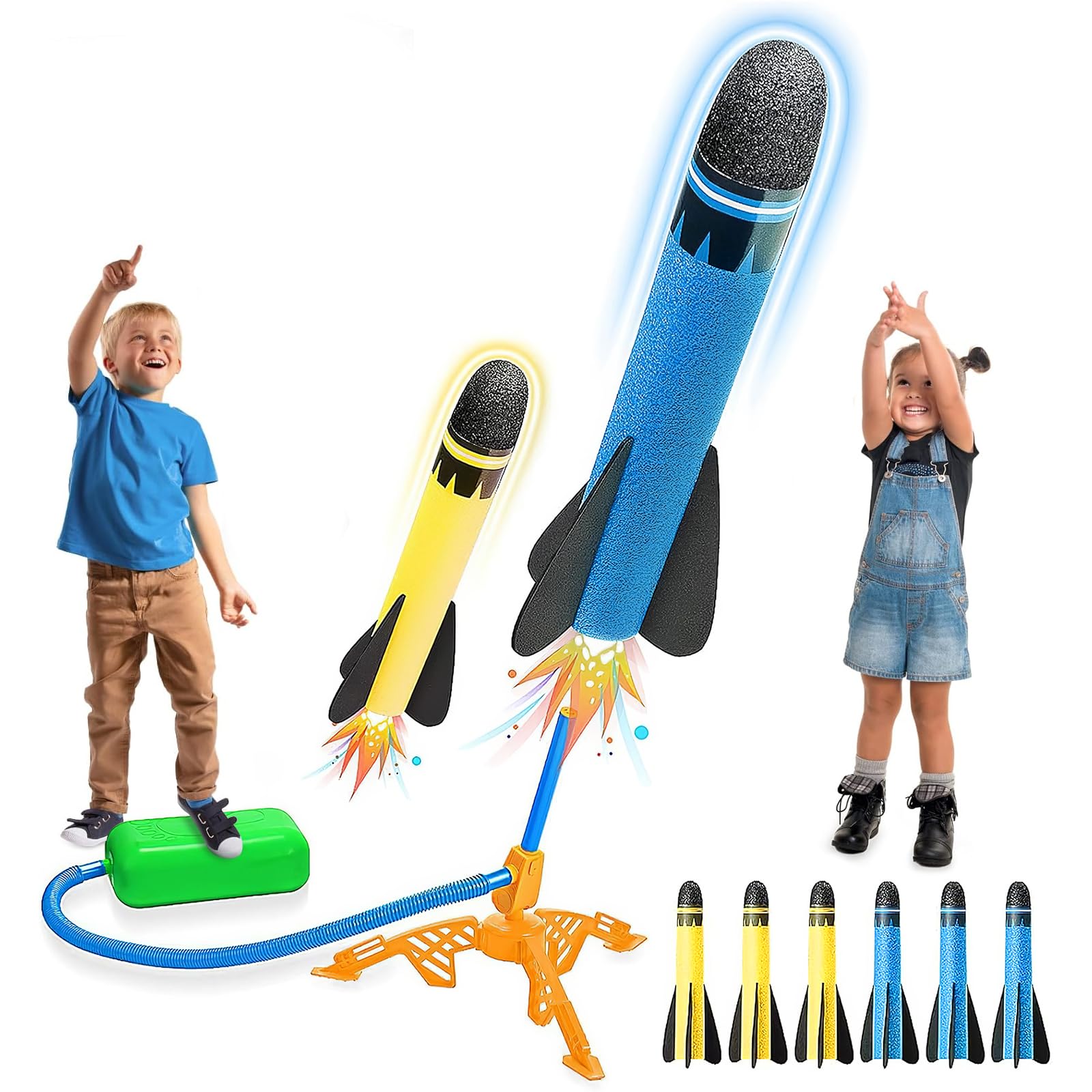 Qivange Rocket Launcher Toys for Kids Age 3 4 5 6 7 8, 6Pcs Foam Rocket Toy for 3-10 Year Old Boys, Outdoor Garden Toys for Boys Girls Birthday Gift — image 1