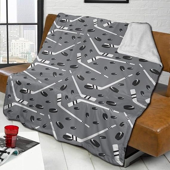 FKMEDOS grey hockey Sherpa Fleece Throw Blanket, DoubleSided Super