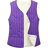 Oulivey Cropped Sherpa Quilted Vest for Womens Lightweight Slim Fit Puffer Warm Outerwear Waistcoat Vest with Pockets