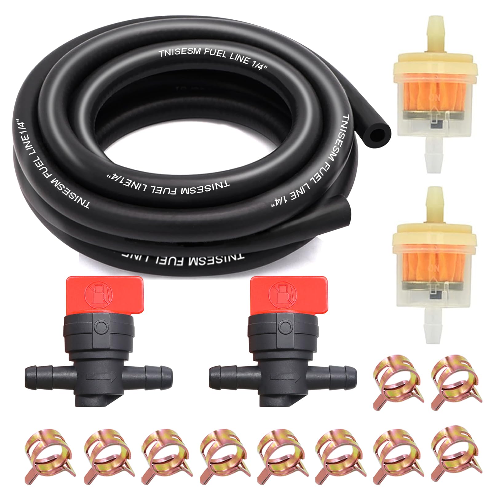 Photo 1 of Tnisesm 1/4 Gas Fuel Line Hose with Clamps Valve & Filters Kit