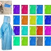 OQXEJPHFN 20 Pack Disposable Rain Poncho With Hood, Travel Clear Poncho, Pocket Raincoats Bulk For Adult,Kids(Random Color)