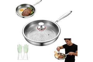 Titanium Frying Pan with Lid, Titanium Pan, No Coating, Ultra-Durable, Scratch-Resistant, Induction Cookware, Compatible with