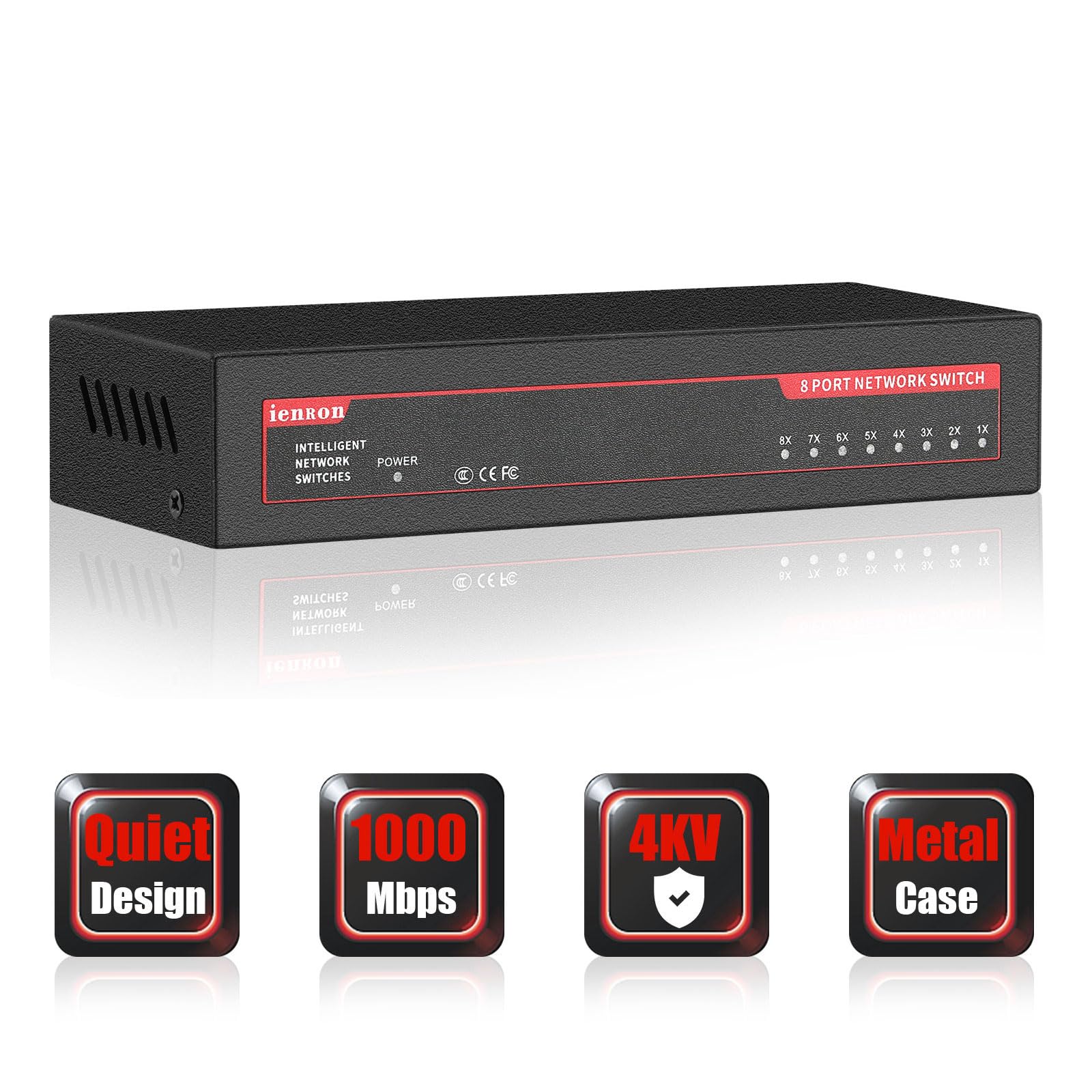 ienRon 8 Ports Gigabit Ethernet Switch,Unmanaged
