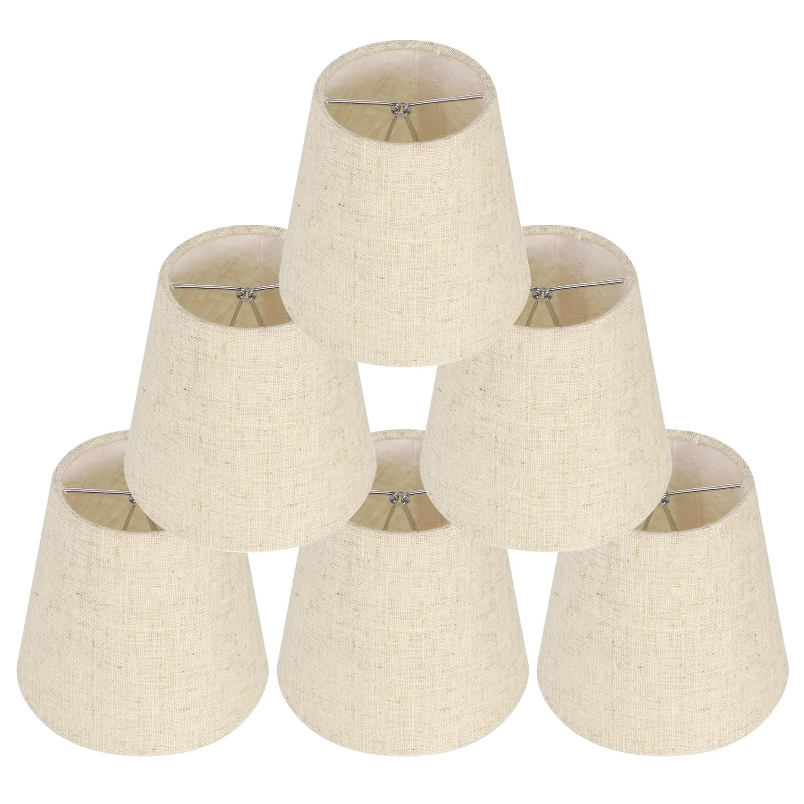 6Pcs Fabric Lampshades Set of 6 Fabric Light Shades Clip on Bulb Chandelier Ceiling Clip Lampshades 5.5x5.2x3.5inch Small Wall Lamp Shade