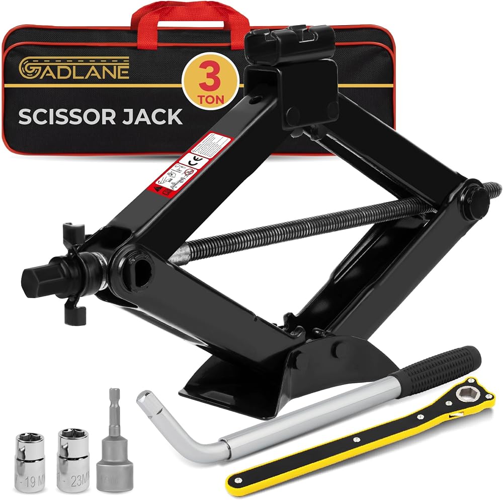 GADLANE Scissor Jack Kit 3 Ton Portable Heavy Duty Car Jack Set with Drill