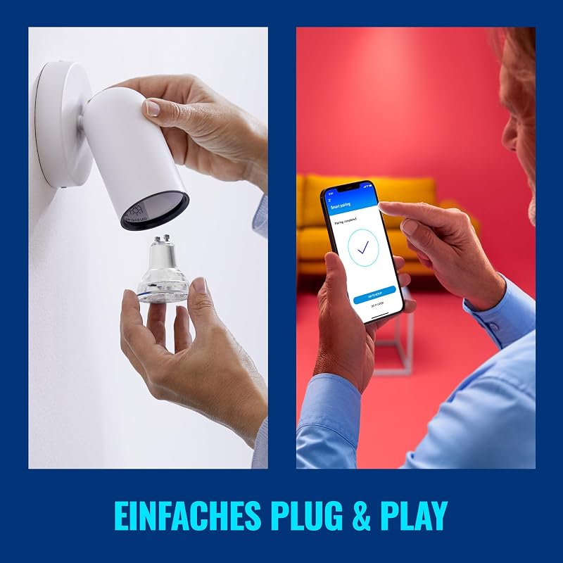 Tunable White LED Spots GU10 2er-Pack (345 lm), 50 W Glas Spots mit warm- bis kaltweißem dimmbarem Licht, smarte Lichtsteuerung über WLAN per Stimme/App