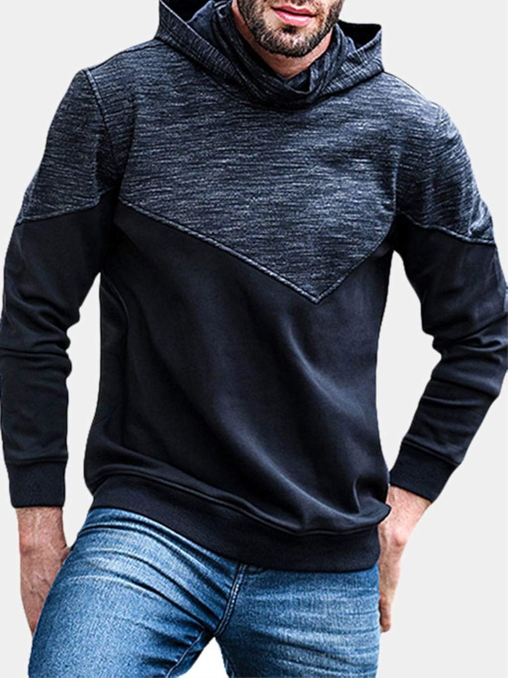 high collar hoodie mens