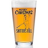 COOL AF Funny Christmas Gift for Men - Stocking Stuffer for Husband or Dad - Christmas Vacation Funny Mug For Men And Women - Gag Gift for Men Who have Everything - Shitters Full 16oz Pint Glass