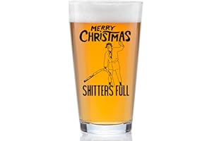 COOL AF Funny Christmas Gift for Men - Stocking Stuffer for Husband or Dad - Christmas Vacation Funny Mug For Men And Women - Gag Gift for Men Who have Everything - Shitters Full 16oz Pint Glass