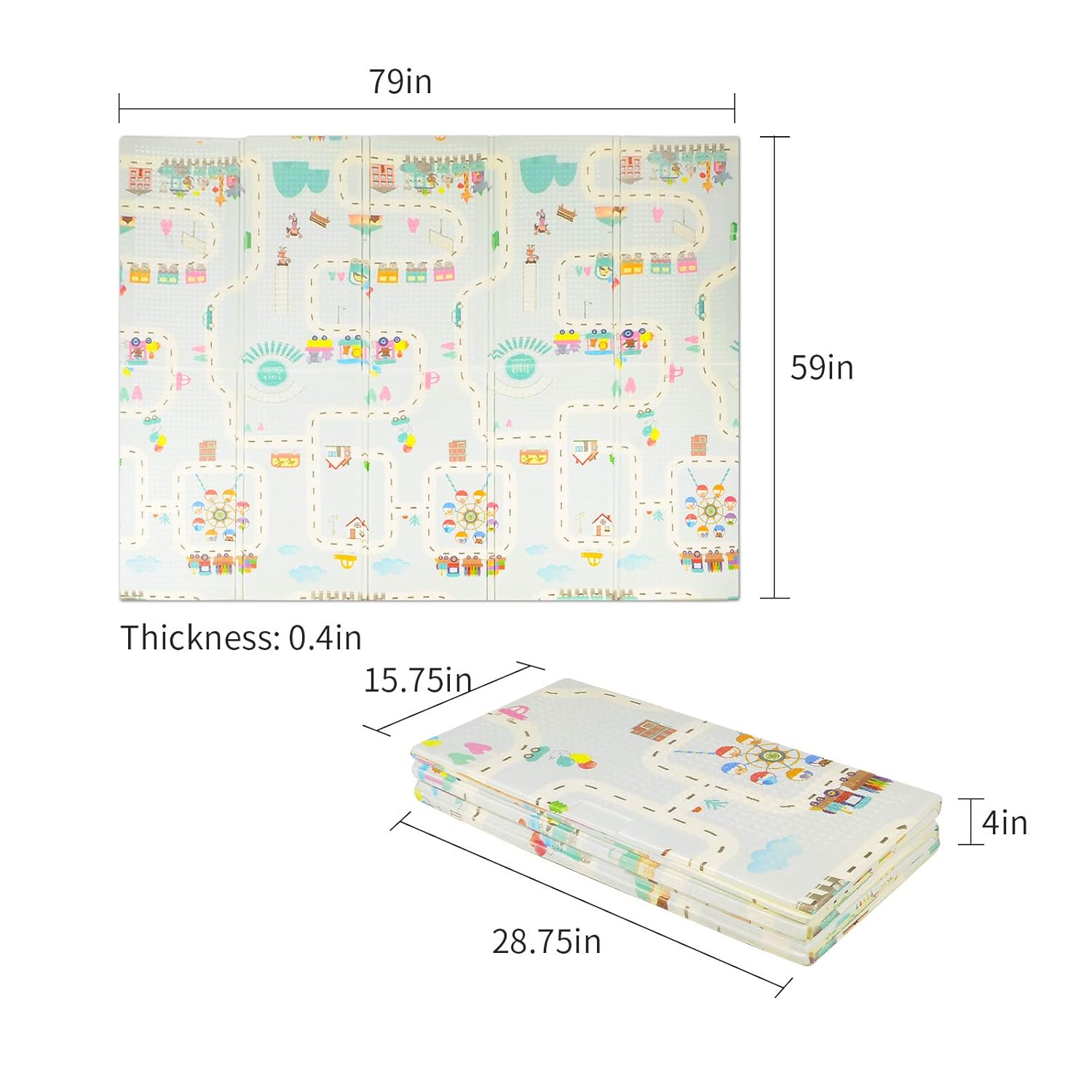 ISFC Waterproof Baby Play Mat - Foldable Non-Toxic Anti-Slip Soft Crawling Mat for Babies, Infants, Kids, Toddlers Outdoor or Indoor Use (Blue, 79X59X0.4 in) : Baby